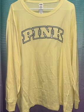 NWT Victoria’s Secret VS PINK XXL Yellow Long Sleeve Campus Tee